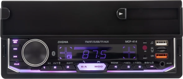Автомагнитола Digma MCP-414 1DIN 4x45Вт v5.0 USB 2.0 AUX 4 ПДУ