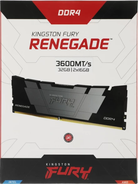 Память DDR4 2x16GB 3600MHz Kingston KF436C16RB12K2/32 Fury Renegade RTL Gaming PC4-28800 CL16 DIMM 288-pin 1.35В dual rank с радиатором Ret