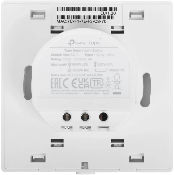 Умный выключатель TP-Link Tapo S210 1-нокл. белый