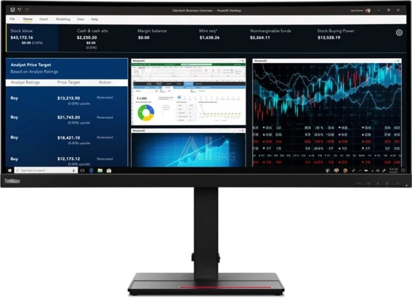 Монитор Lenovo 34&amp;quot; ThinkVision P34w-20 черный IPS LED 6ms 21:9 HDMI M/M HAS Piv 300cd 178гр/178гр 3440x1440 60Hz DP WQ HD 2K (1440p) USB 10.8кг