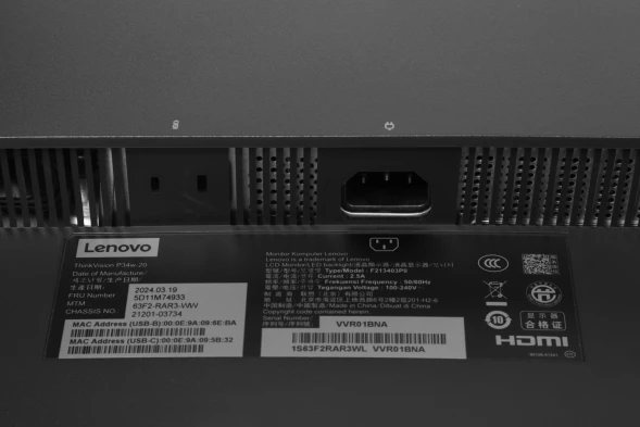 Монитор Lenovo 34&amp;quot; ThinkVision P34w-20 черный IPS LED 6ms 21:9 HDMI M/M HAS Piv 300cd 178гр/178гр 3440x1440 60Hz DP WQ HD 2K (1440p) USB 10.8кг