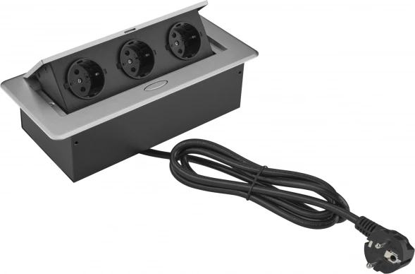 Розетка Cactus CS-SOCKET-EU3-GYBK для столешницы 26.5x11.8x6.5см серый