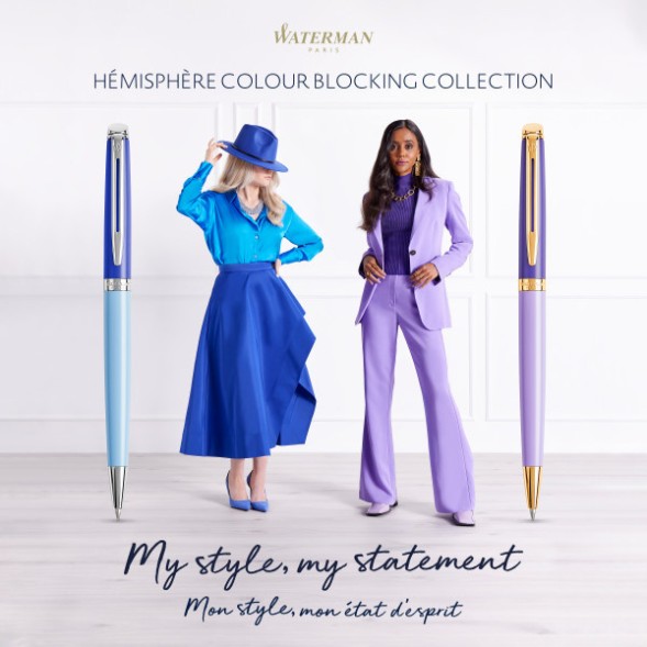 Ручка перьев. Waterman Hemisphere Colour Blocking (2179900) Purple GT F сталь нержавеющая/позолота подар.кор.