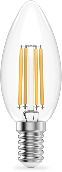 Лампа филам. Gauss Filament 8Вт цок.:E14 свеча 220B св.свеч.бел.теп. (упак.:10шт) (32118)