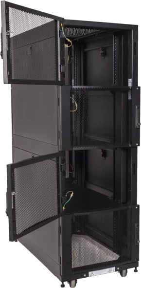 Шкаф коммутационный Lanmaster (LAN-DC-CBP4-48UX6X10) напольный 48U 600x1070мм пер.дв.перфор. 4 бок.пан. задн.дв.перфор. 1500кг черный 200кг 2259мм IP20 металл