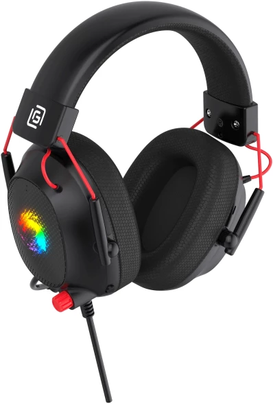 Наушники с микрофоном Оклик HS-L305G черный/красный 2м мониторные оголовье (2060511)