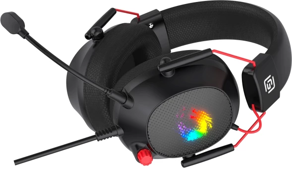 Наушники с микрофоном Оклик HS-L305G черный/красный 2м мониторные оголовье (2060511)