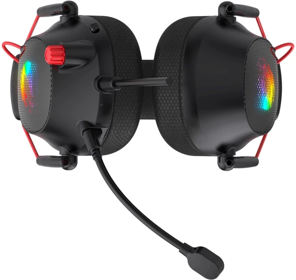 Наушники с микрофоном Оклик HS-L305G черный/красный 2м мониторные оголовье (2060511)