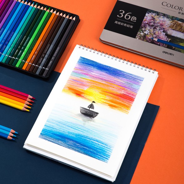 Карандаши цв. Deli 6566 липа цветной корпус 36цв. мет.кор.