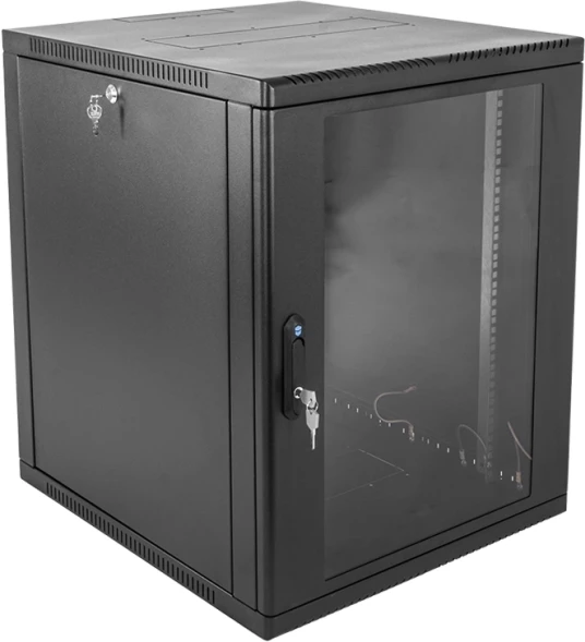 Шкаф коммутационный ЦМО (ШРН-15.650-9005) настенный 15U 600x658мм пер.дв.стекл 200кг черный 600мм 27кг 180град. 746мм сталь