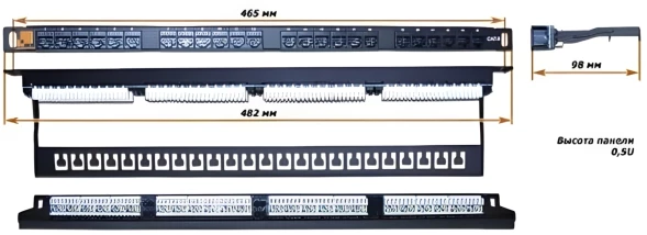 Патч-панель Lanmaster LAN-PPC24U6 19&amp;quot; 0.5U 24xRJ45 кат.6 UTP