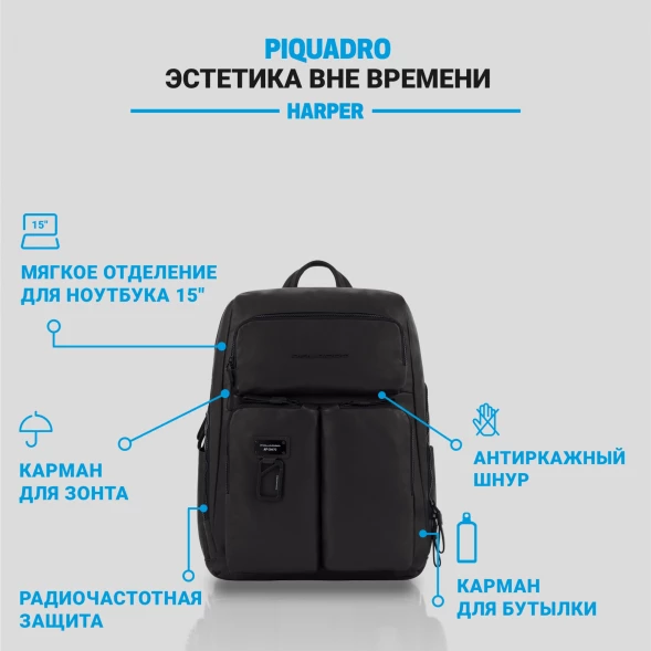 Рюкзак Piquadro Harper CA3349AP/N черный натур.кожа