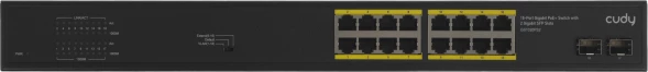 Коммутатор Cudy GS1020PS2 (L2) 16x1Гбит/с 2SFP 16PoE+ 200W неуправляемый