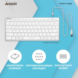 Клавиатура A4Tech Fstyler FX61 белый USB slim LED (FX61 WHITE)