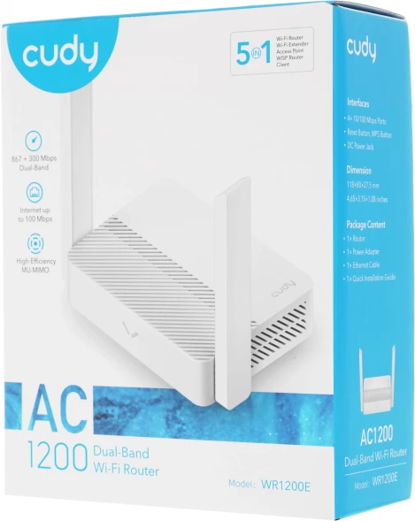 Роутер беспроводной Cudy WR1200E AC1200 10/100BASE-TX белый