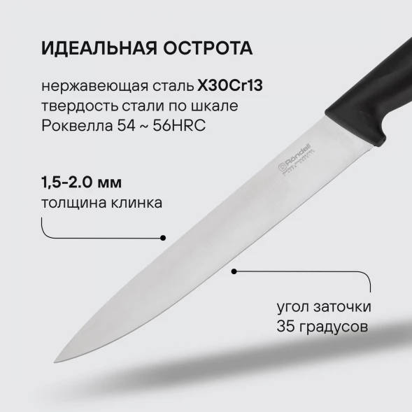 Набор ножей кухон. Rondell Florett RD-1582 компл.:7предм. подставка/ножницы черный подар.коробка