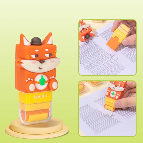 Ластик Deli VP155 лиса 150x89x28мм ПВХ ассорти