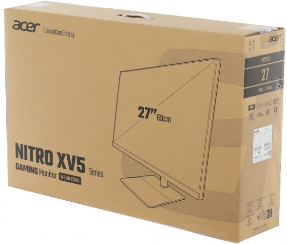Монитор Acer 27&amp;quot; Nitro XV275UVYMIPRUZX черный IPS LED 1ms 16:9 HDMI M/M матовая HAS Piv 350cd 178гр/178гр 2560x1440 170Hz FreeSync Premium DP WQ USB 6кг