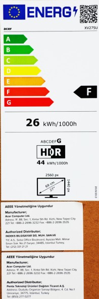 Монитор Acer 27&amp;quot; Nitro XV275UVYMIPRUZX черный IPS LED 1ms 16:9 HDMI M/M матовая HAS Piv 350cd 178гр/178гр 2560x1440 170Hz FreeSync Premium DP WQ USB 6кг