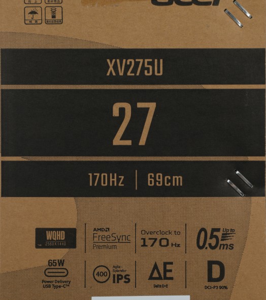 Монитор Acer 27&amp;quot; Nitro XV275UVYMIPRUZX черный IPS LED 1ms 16:9 HDMI M/M матовая HAS Piv 350cd 178гр/178гр 2560x1440 170Hz FreeSync Premium DP WQ USB 6кг