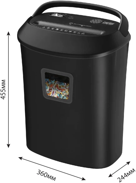 Шредер Cactus CS-SH-P8 черный (секр.P-4) фрагменты 12лист. 25лтр. скрепки скобы пл.карты CD