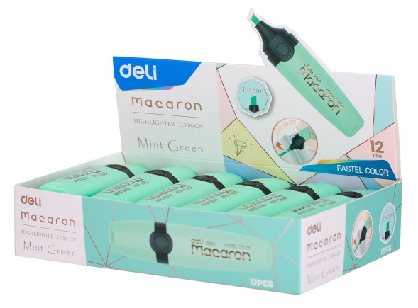Текстовыделитель Deli EU356-GN Macaron скошенный пиш. наконечник 1-5мм мятный