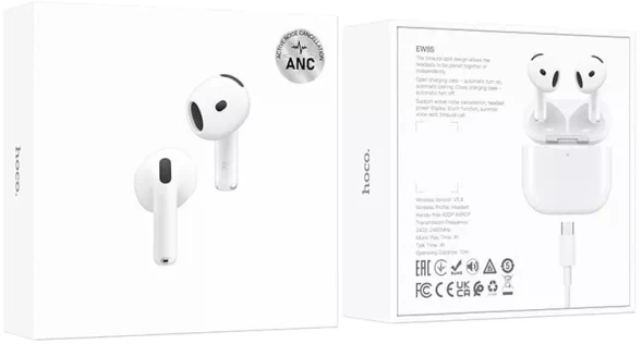 Гарнитура вкладыши Hoco EW85 белый беспроводные bluetooth в ушной раковине (50328)