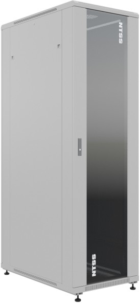 Шкаф серверный NTSS Премиум (NTSS-R42U80100GS) напольный 42U 800x1000мм пер.дв.стекл металл 900кг серый 910мм 134кг 1987мм IP20 сталь