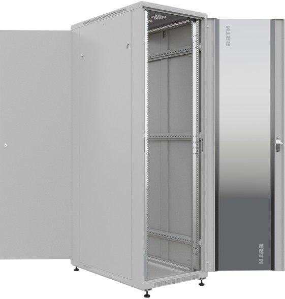 Шкаф серверный NTSS Премиум (NTSS-R42U80100GS) напольный 42U 800x1000мм пер.дв.стекл металл 900кг серый 910мм 134кг 1987мм IP20 сталь