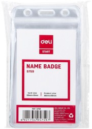 Бейдж для пропуска Deli E5759 68х118мм вертикальный без крепления ПВХ прозрачный (упак.:10шт)