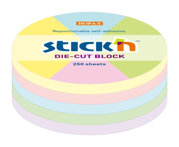 Блок самоклеящийся бумажный Stick`n 21829 67x67мм 250лист. пастель ассорти &amp;quot;круг&amp;quot;