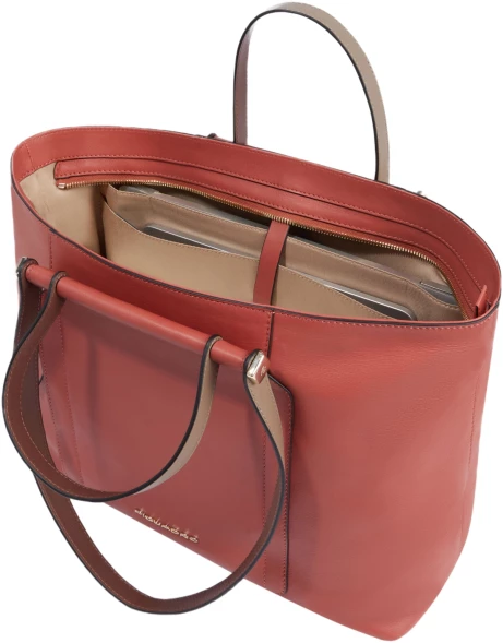Деловая сумка женская Piquadro Circle BD3336W92/ARTM с отделением для ноутбука 14&amp;quot; коралловая/кофейная натур.кожа