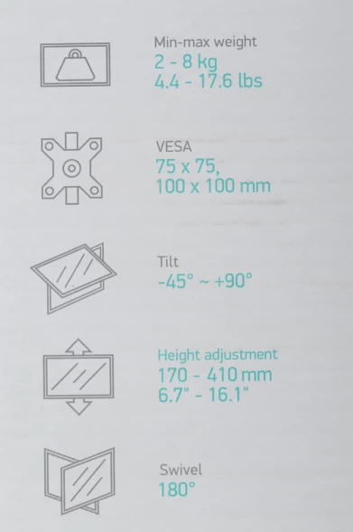 Кронштейн для мониторов Onkron G80 черный 13&amp;quot;-32&amp;quot; макс.8кг настольный поворот и наклон верт.перемещ.