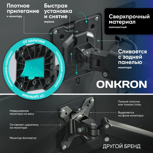 Кронштейн для мониторов Onkron G80 черный 13&amp;quot;-32&amp;quot; макс.8кг настольный поворот и наклон верт.перемещ.