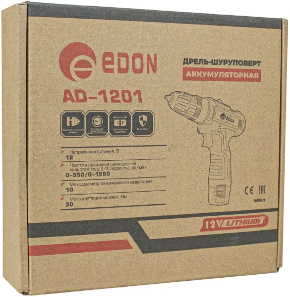 Дрель-шуруповерт Edon AD-1201 аккум. патрон:быстрозажимной (15417)