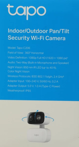 Камера видеонаблюдения IP TP-Link Tapo C206 Wi-Fi 4-4мм цв. корп.:белый