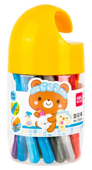 Масляная пастель Deli 72056 с поворотным механизмом 24цв. дл.130ммд.13мм пласт.туб.