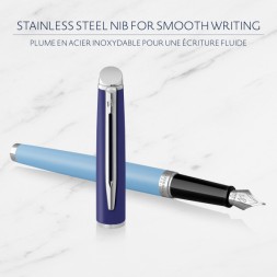 Ручка перьев. Waterman Hemisphere Colour Blocking (2179924) Blue CT F сталь нержавеющая подар.кор.