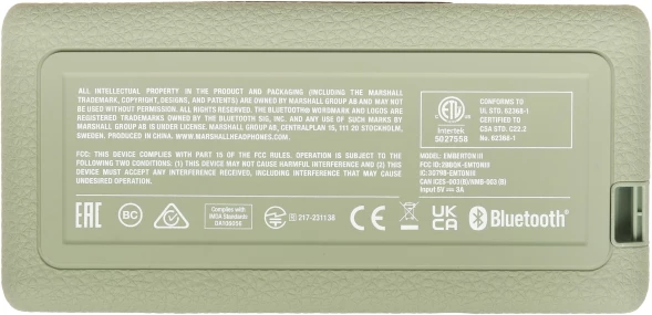 Колонка порт. Marshall Emberton III зеленый 20W 2.0 BT 100м