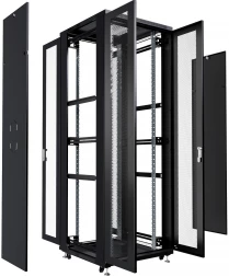 Шкаф серверный Cabeus (ND-05C-42U80/120-BK) напольный 42U 800x1200мм пер.дв.перфор.2ств. задн.дв.перфор.2-хст. 800кг черный 1102мм 131кг 220град. 2055мм IP20 сталь