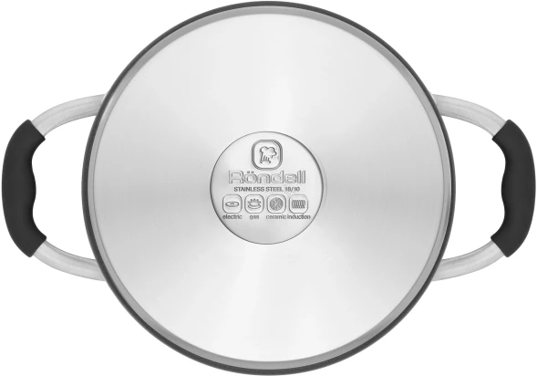 Кастрюля Rondell Stern RDS-019 4.7л. d=24см (с крышкой) т.серый