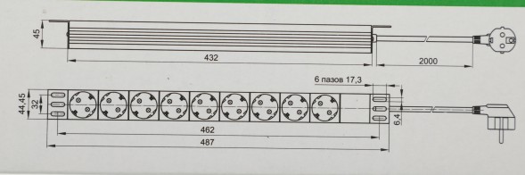 Блок распределения питания ITK PH22-7D2C131-P гор.размещ. 7xSchuko 2xC13 базовые 16A Schuko 2м