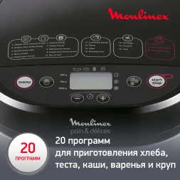 Хлебопечь Moulinex Pain &amp;amp; Delices OW240E30 650Вт серебристый/черный
