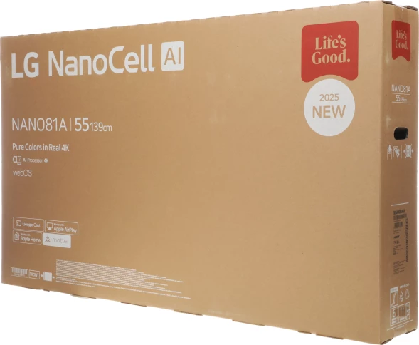 Телевизор LED LG 55&amp;quot; 55NANO81A6A.ARUG черный 4K Ultra HD 60Hz DVB-T DVB-T2 DVB-C DVB-S DVB-S2 USB WiFi Smart TV