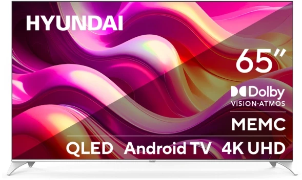 Телевизор QLED Hyundai 65&amp;quot; H-LED65QBU7500 Android TV Frameless черный/серебристый 4K Ultra HD 60Hz DVB-T DVB-T2 DVB-C DVB-S DVB-S2 USB WiFi Smart TV