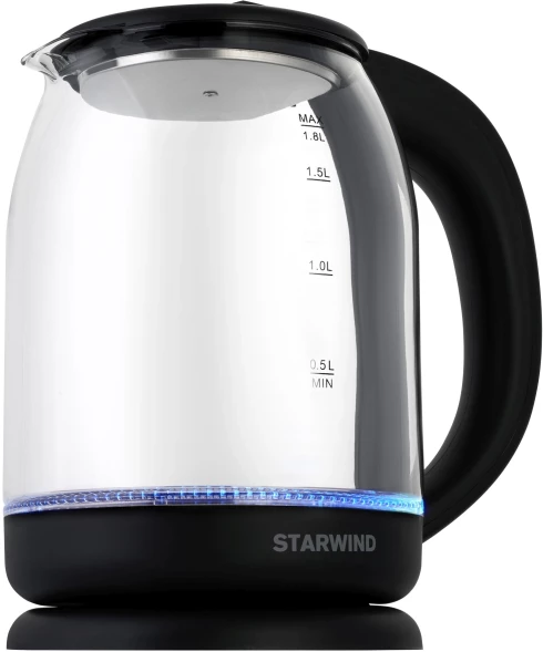 Чайник электрический Starwind SKG1779 1.8л. 1700Вт прозрачный/черный корпус: стекло