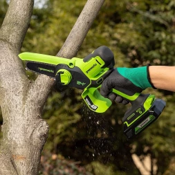 Цепная пила Greenworks G24MCS10 аккум. дл.шины:4&amp;quot;(10cm) 1аккум. 2Ач ЗУ (2008207UA)